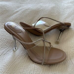 NEW! Zara RHINESTONE VINYL MULES Size 7.5